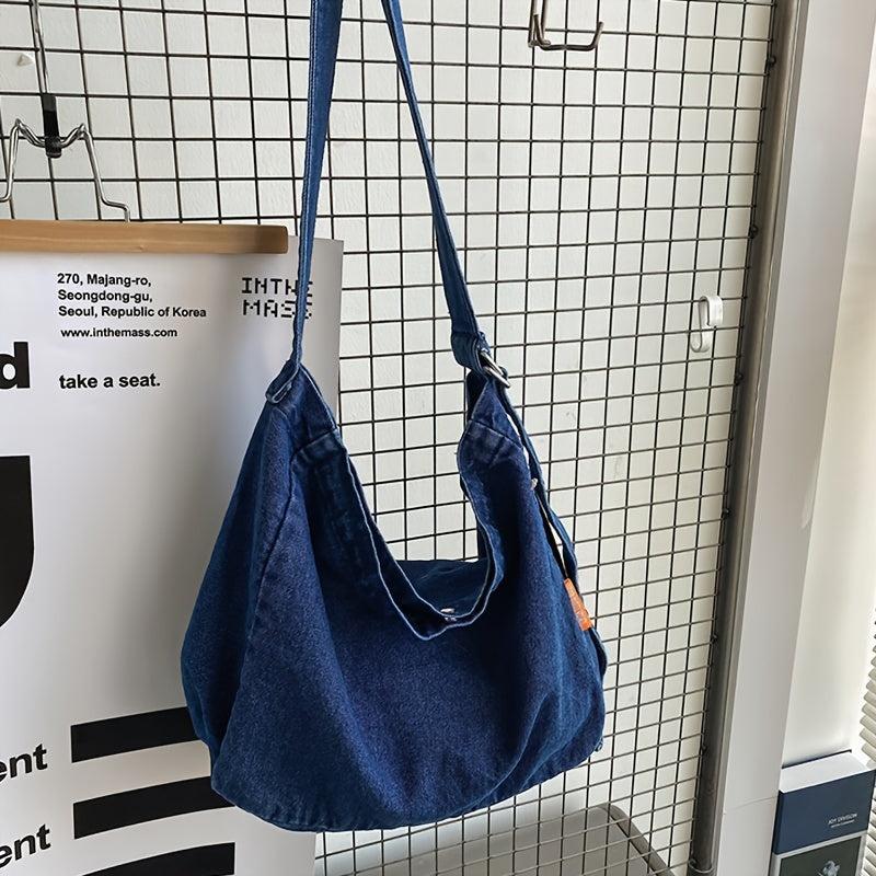Hendia Denim Shoulder Bag Casual Canvas Crossbody Large Capacity Purse