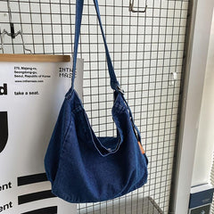 Hendia Denim Shoulder Bag Casual Canvas Crossbody Large Capacity Purse