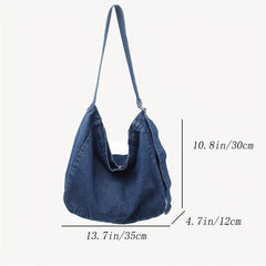 Hendia Denim Shoulder Bag Casual Canvas Crossbody Large Capacity Purse