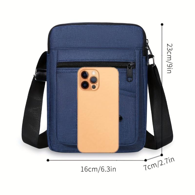 Men's Nylon Shoulder Bag Vertical Mobile Phone Crossbody Bag