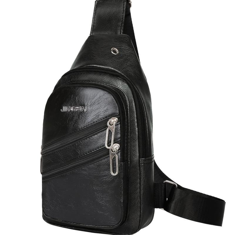 Men's Casual Work Chest Bag High-end PU Leather Shoulder Bag