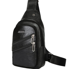 Men's Casual Work Chest Bag High-end PU Leather Shoulder Bag