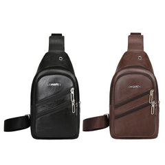 Men's Casual Work Chest Bag High-end PU Leather Shoulder Bag