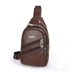 Men's Casual Work Chest Bag High-end PU Leather Shoulder Bag