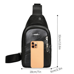 Men's Casual Work Chest Bag High-end PU Leather Shoulder Bag