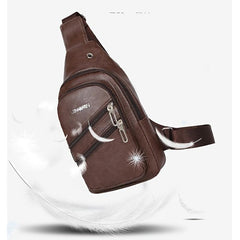 Men's Casual Work Chest Bag High-end PU Leather Shoulder Bag