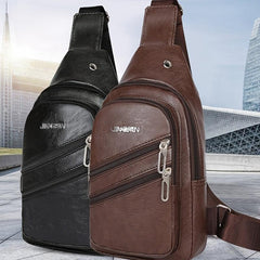 Men's Casual Work Chest Bag High-end PU Leather Shoulder Bag