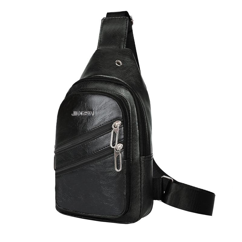Men's Casual Work Chest Bag High-end PU Leather Shoulder Bag