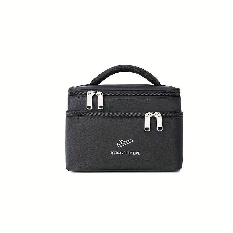 Large Capacity Double Layer Travel Makeup Bag Waterproof Toiletry Bag