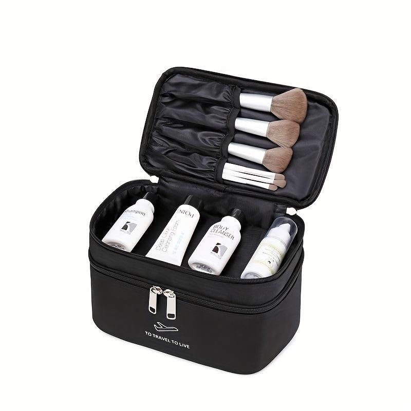 Large Capacity Double Layer Travel Makeup Bag Waterproof Toiletry Bag