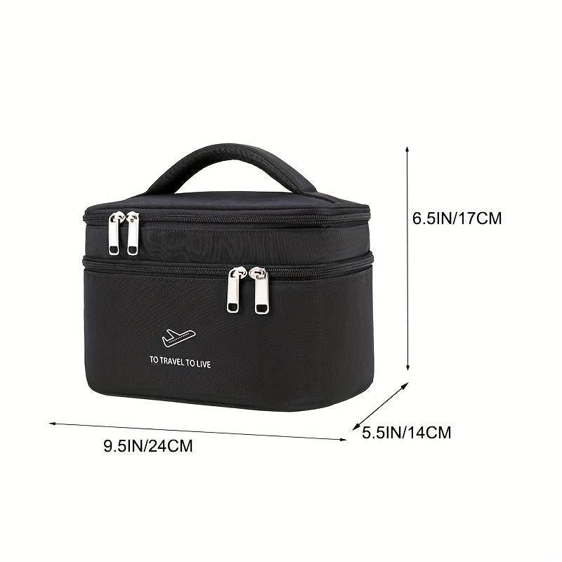 Large Capacity Double Layer Travel Makeup Bag Waterproof Toiletry Bag
