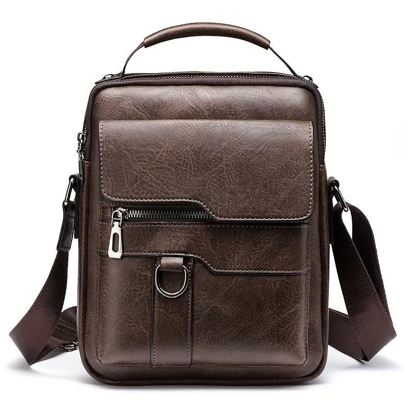 Men's Crossbody Bag Shoulder Bag Retro Leather Vertical Handbag Business