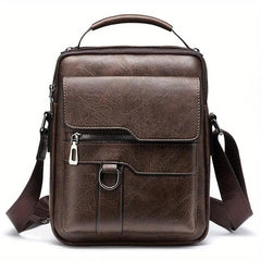 Men's Crossbody Bag Shoulder Bag Retro Leather Vertical Handbag Business