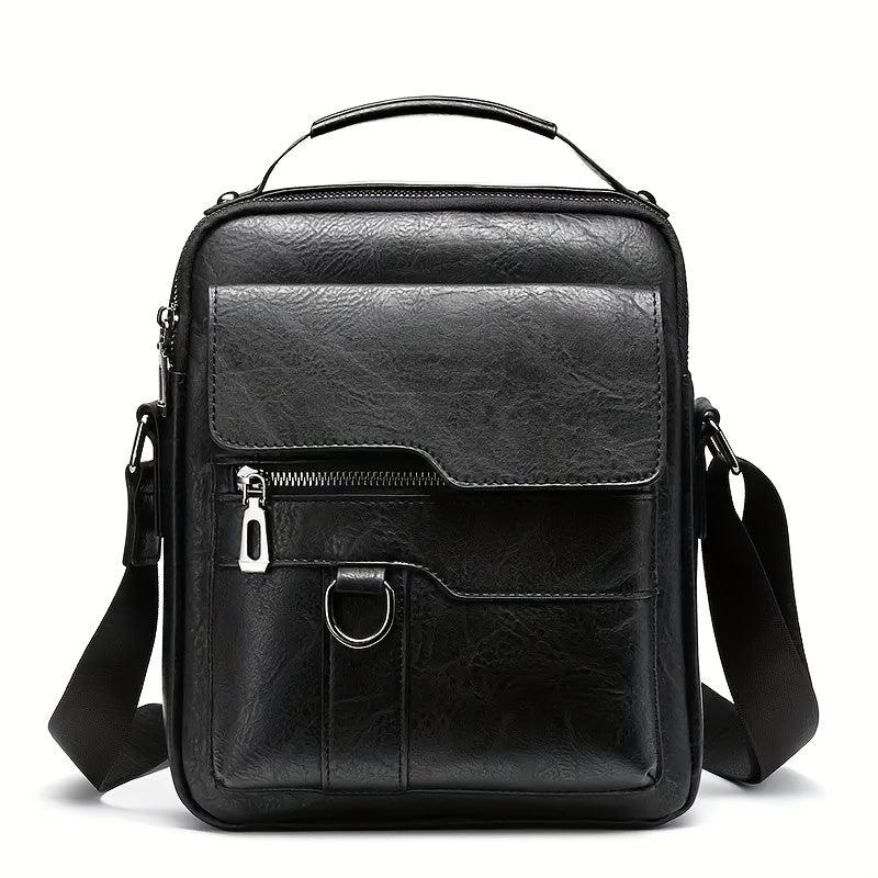 Men's Crossbody Bag Shoulder Bag Retro Leather Vertical Handbag Business