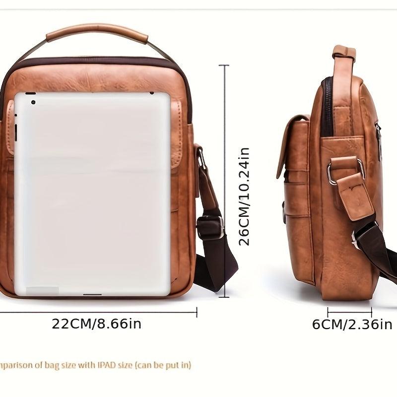 Men's Crossbody Bag Shoulder Bag Retro Leather Vertical Handbag Business
