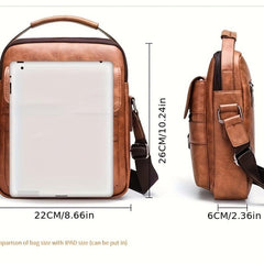 Men's Crossbody Bag Shoulder Bag Retro Leather Vertical Handbag Business