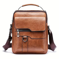Men's Crossbody Bag Shoulder Bag Retro Leather Vertical Handbag Business