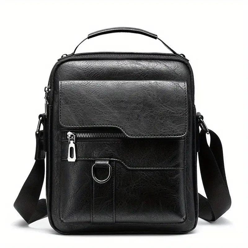 Men's Crossbody Bag Shoulder Bag Retro Leather Vertical Handbag Business