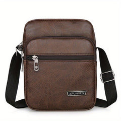 Men's Leather Crossbody Bag Vertical Messenger Briefcase