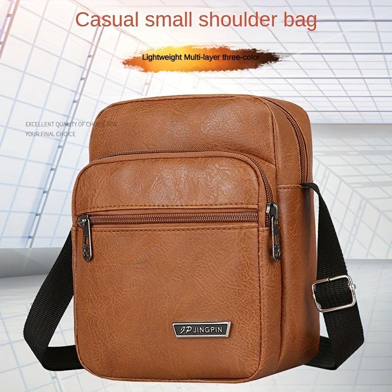 Men's Leather Crossbody Bag Vertical Messenger Briefcase