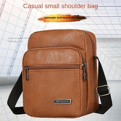 Men's Leather Crossbody Bag Vertical Messenger Briefcase