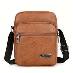 Men's Leather Crossbody Bag Vertical Messenger Briefcase