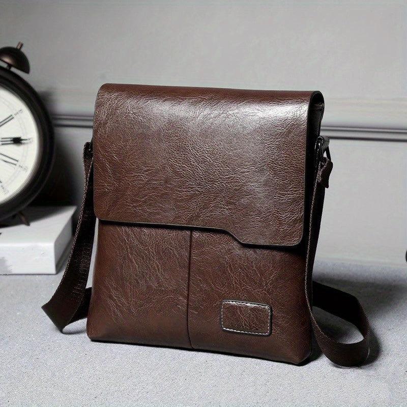 Men's Leather Crossbody Business Chest Bag Large Capacity Satchel