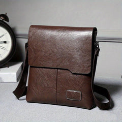 Men's Leather Crossbody Business Chest Bag Large Capacity Satchel