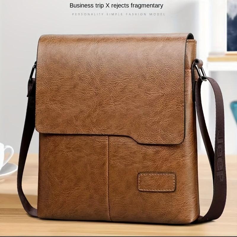 Men's Leather Crossbody Business Chest Bag Large Capacity Satchel