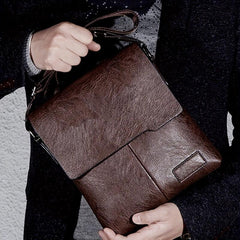 Men's Leather Crossbody Business Chest Bag Large Capacity Satchel