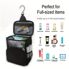 Large Capacity Toiletry Bag With Metal Hook Travel Storage Bag