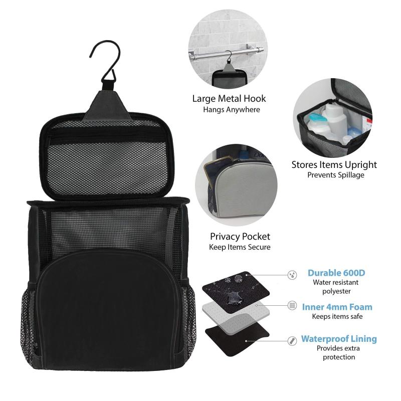 Large Capacity Toiletry Bag With Metal Hook Travel Storage Bag