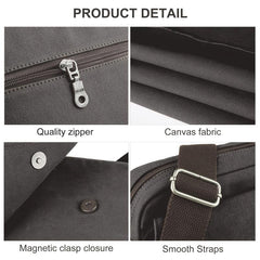 Men's Canvas Crossbody Bag Phone Passport Small Shoulder Bag