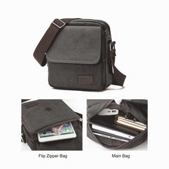 Men's Canvas Crossbody Bag Phone Passport Small Shoulder Bag