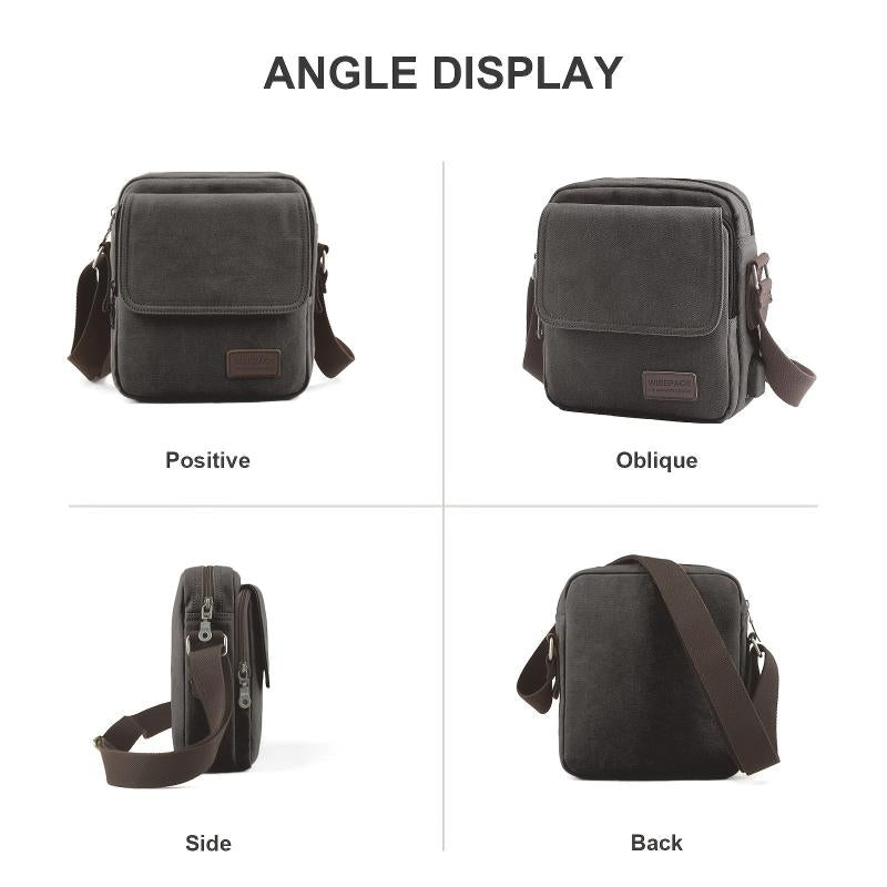 Men's Canvas Crossbody Bag Phone Passport Small Shoulder Bag