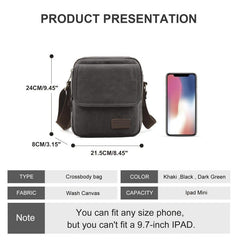Men's Canvas Crossbody Bag Phone Passport Small Shoulder Bag