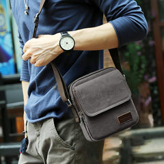 Men's Canvas Crossbody Bag Phone Passport Small Shoulder Bag