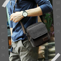 Men's Canvas Crossbody Bag Phone Passport Small Shoulder Bag