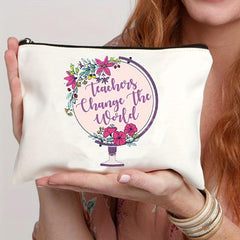 Teacher Change The World Print Cosmetics Bag Toiletry Bag