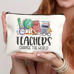 Teacher Change The World Print Cosmetics Bag Toiletry Bag