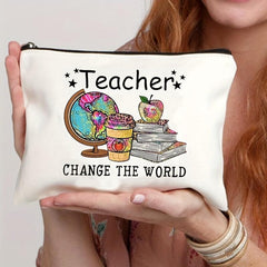 Teacher Change The World Print Cosmetics Bag Toiletry Bag