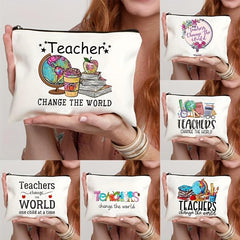 Teacher Change The World Print Cosmetics Bag Toiletry Bag