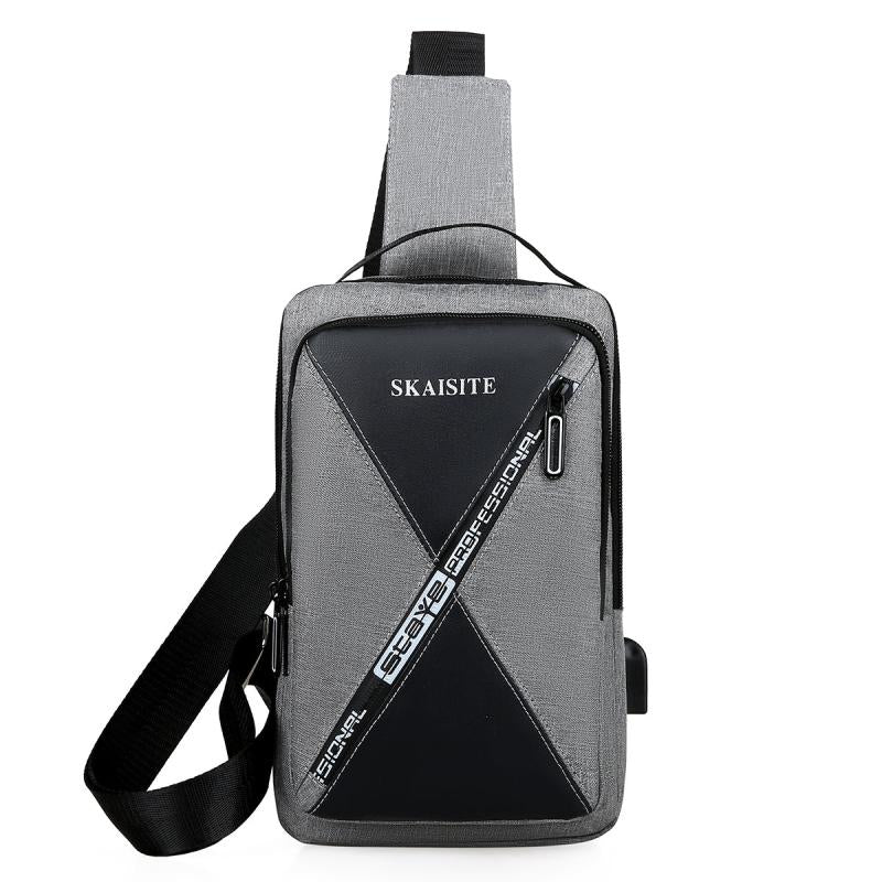 Nylon Sling Crossbody Backpack Shoulder Bag With USB Port