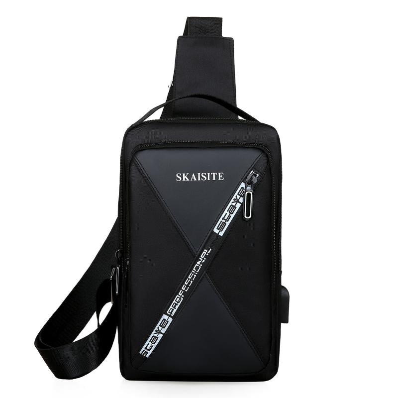 Nylon Sling Crossbody Backpack Shoulder Bag With USB Port