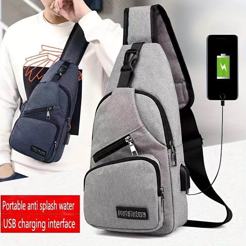Men's Chest Bag Usb Men's Shoulder Bag Casual Sports Backpack