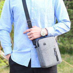 Men's Nylon Crossbody Bag with Earphone Hole Double Layer Shoulder Bag