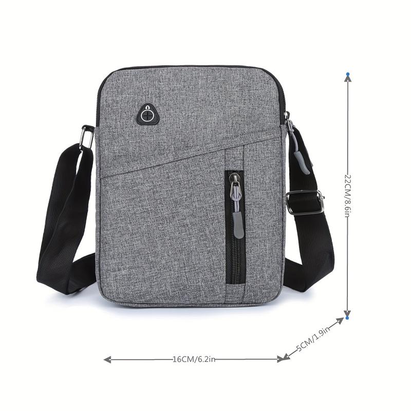 Men's Nylon Crossbody Bag with Earphone Hole Double Layer Shoulder Bag