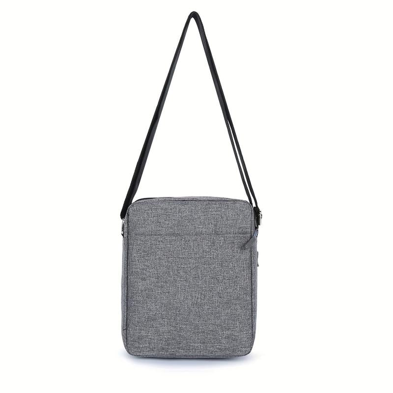 Men's Nylon Crossbody Bag with Earphone Hole Double Layer Shoulder Bag