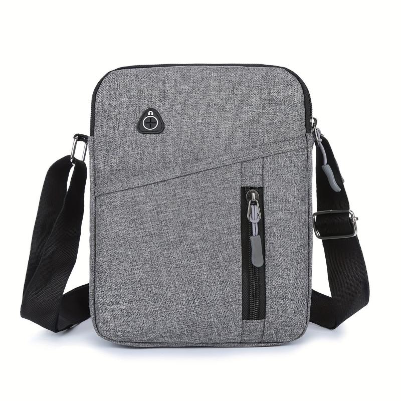 Men's Nylon Crossbody Bag with Earphone Hole Double Layer Shoulder Bag