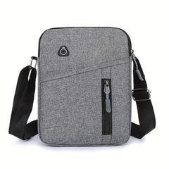 Men's Nylon Crossbody Bag with Earphone Hole Double Layer Shoulder Bag